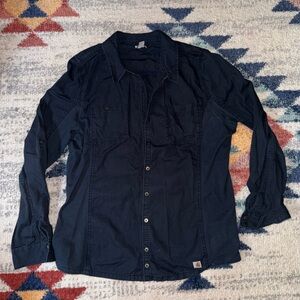 Women's Navy Button-Up Shirt